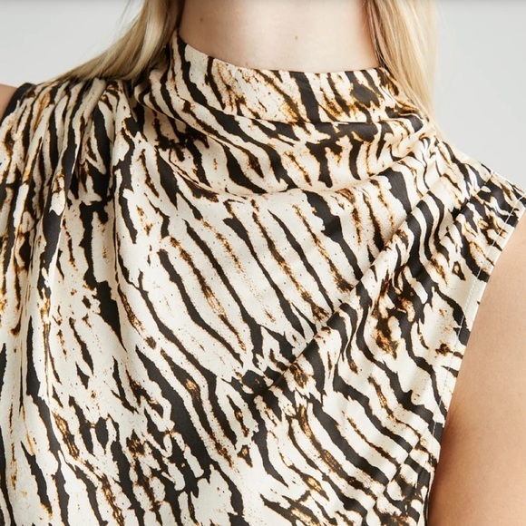 NWT Rails Kaleen Satin Draped Top in Neutral Ikat - Picture 3 of 9